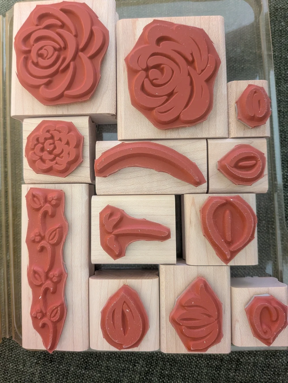 Stampin Up! Rose Rhapsody 2000  Rubber Stamp Set 13 W/ Container Lightly Used
